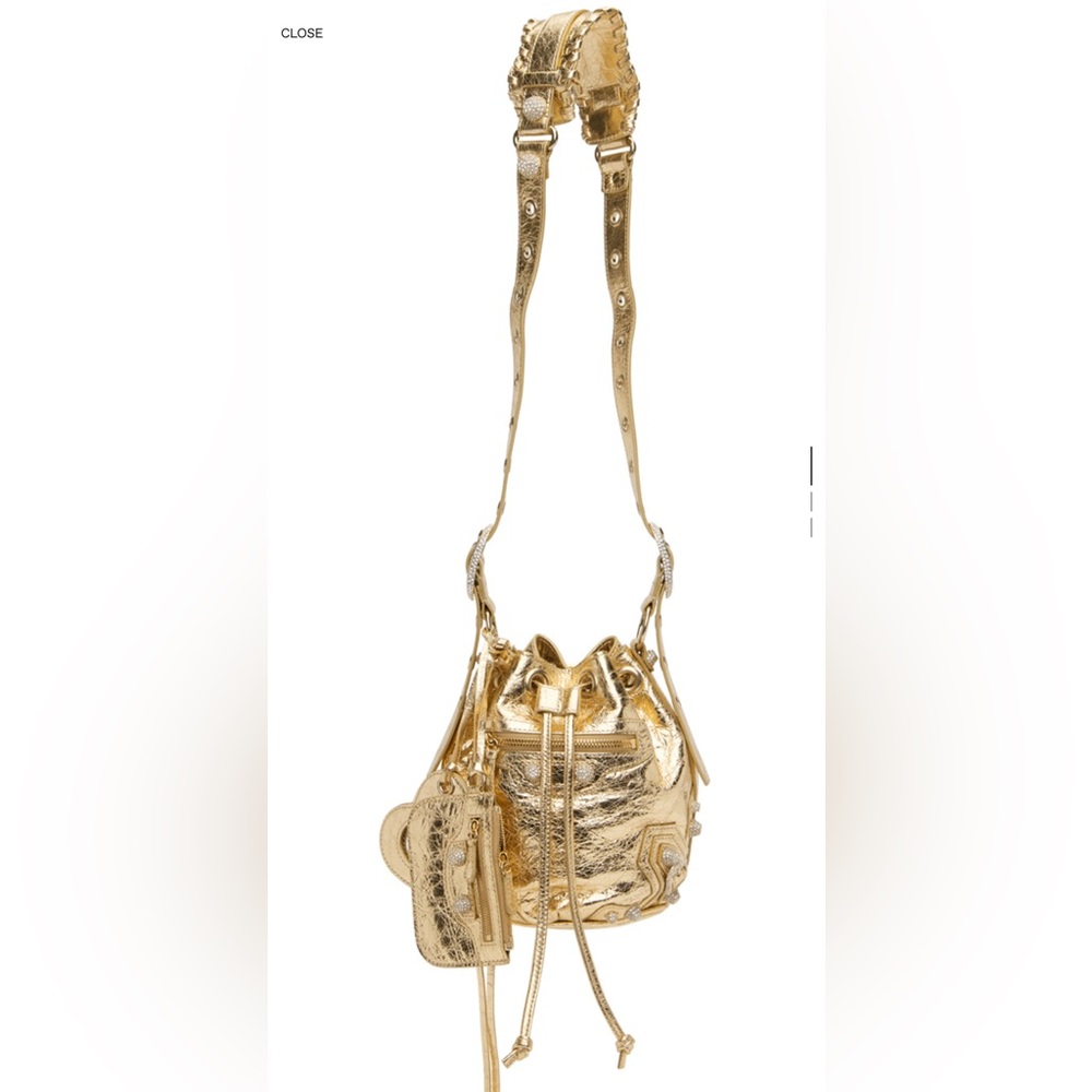 Gold Balenciaga XS Le Cagole Bucket Bag